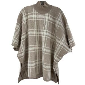 Rachel Zoe Beige Cream Plaid Womens Knit Cape